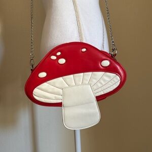 Faux Leather Red & White Mushroom Purse